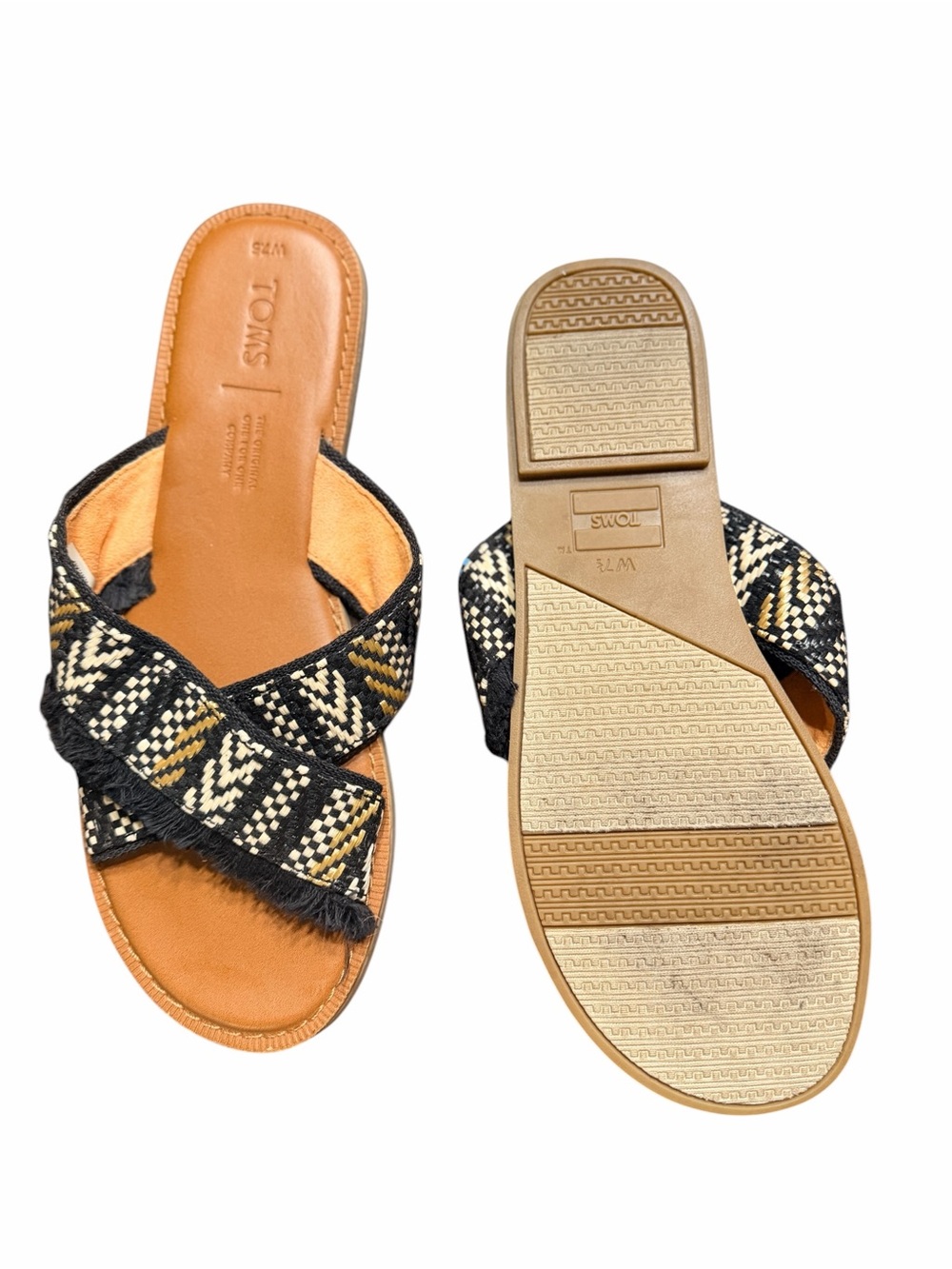 TOMS Viv Sandals Natural Woven Cross-Strap Slide Sandals - Picture 3 of 3